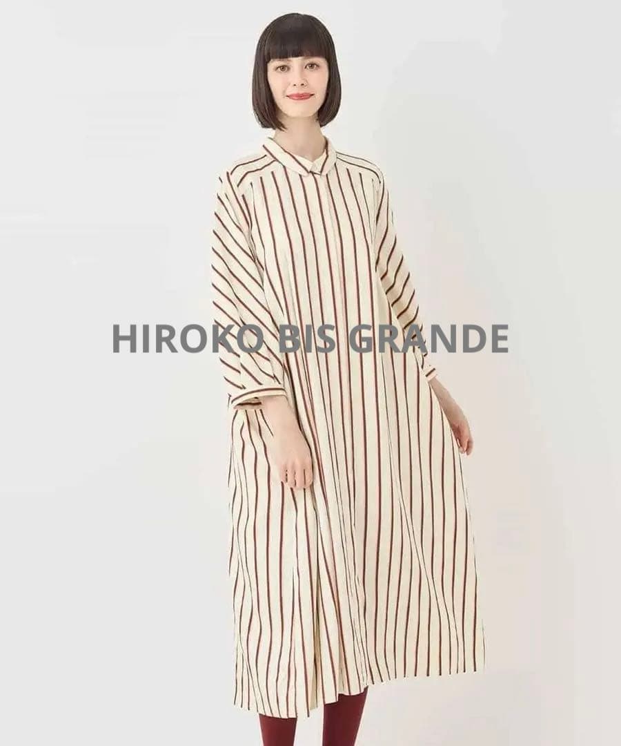 新品・大きいサイズ☆ヒロコ ビス グランデ/ストライプシャツワンピース　◎13号
