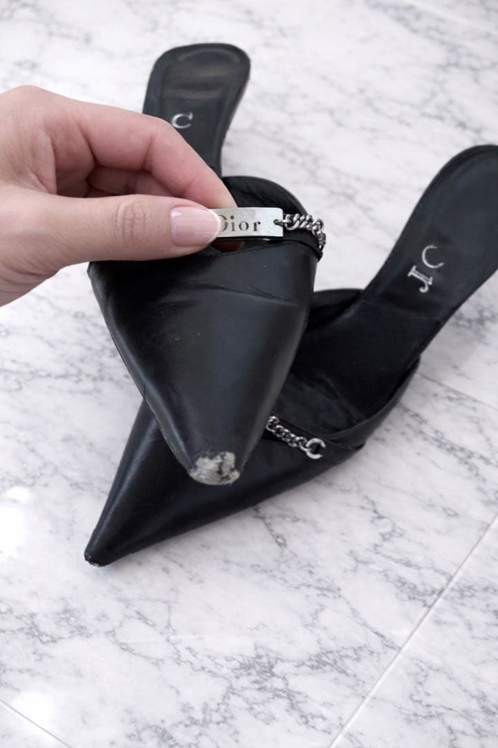 Dior ブラック ハイヒール・ミュール37.5 1/2