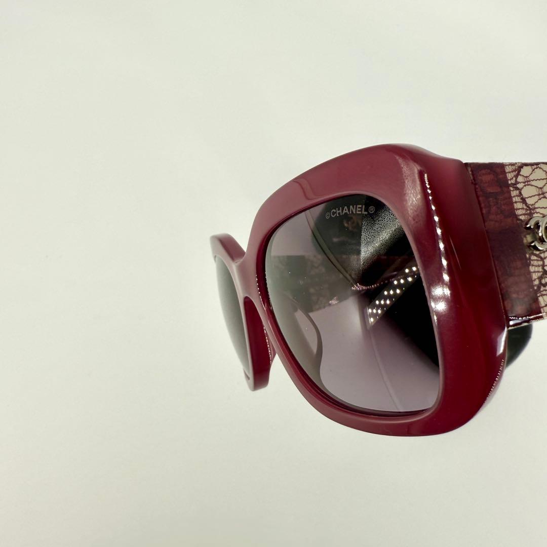 CHANEL サングラス 5295-A レッド レース ストライプ ココマーク