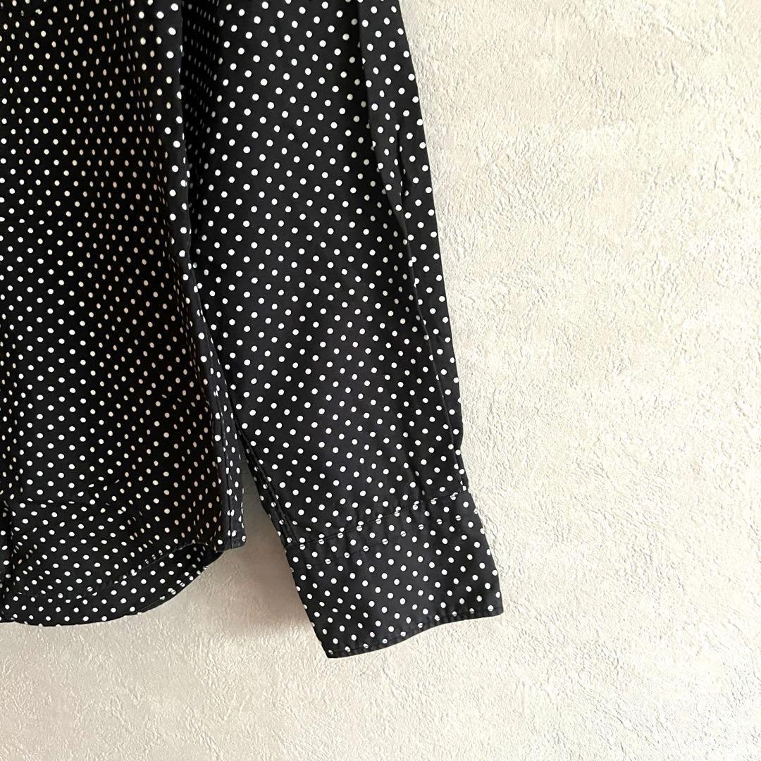 希少 08年製 ブラックコムデギャルソン ドット柄 丸襟 デザインシャツ