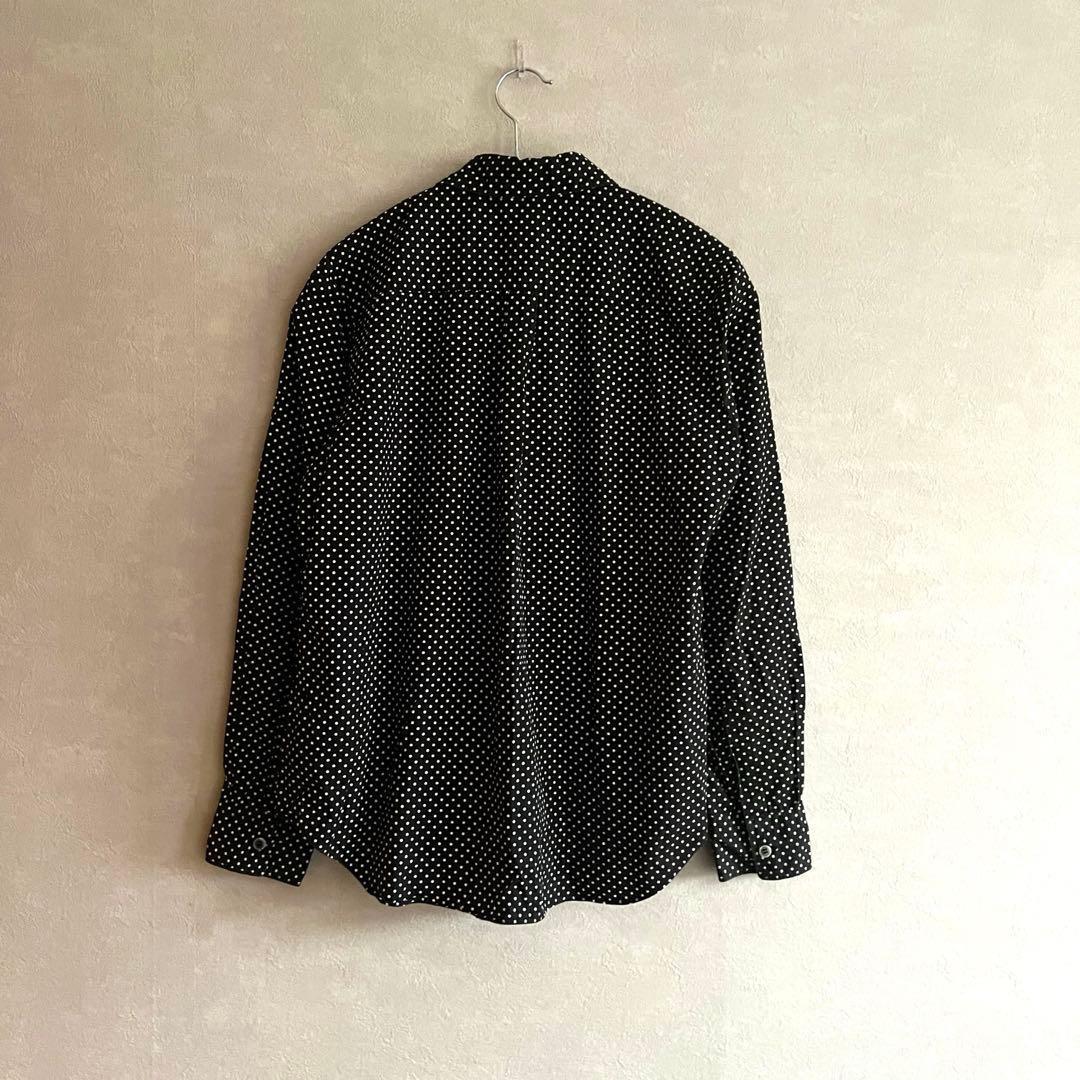 希少 08年製 ブラックコムデギャルソン ドット柄 丸襟 デザインシャツ