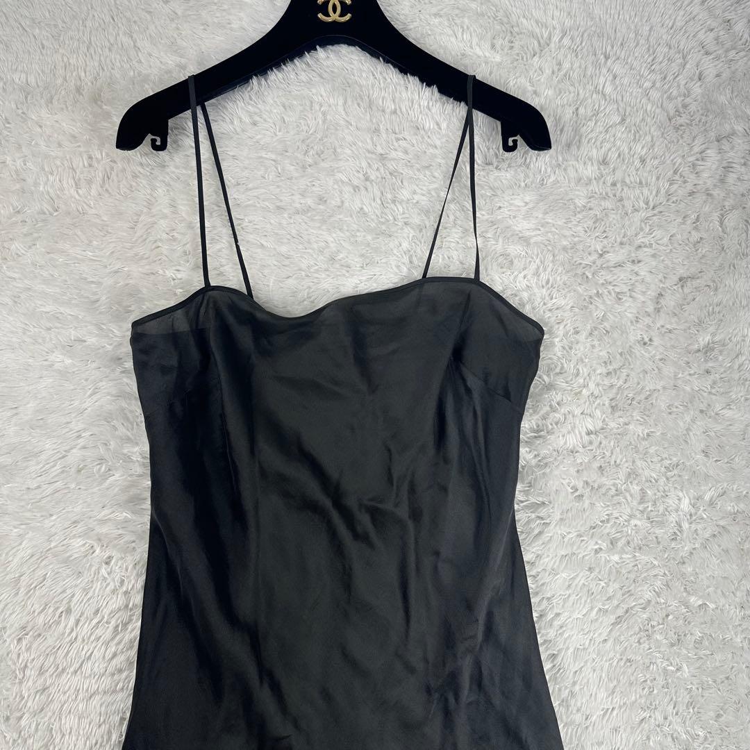 美品　エルメス　キャミソール　ゴルチエ期　シルク100% 絹　L 黒　ブラック