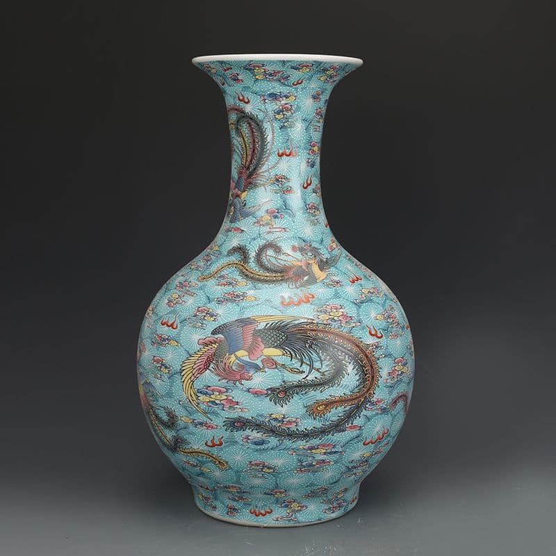 清雍正琺瑯彩鳳紋帯夜光賞瓶 景徳鎮 陶磁器 装飾品 現代工芸品 美術品 置物