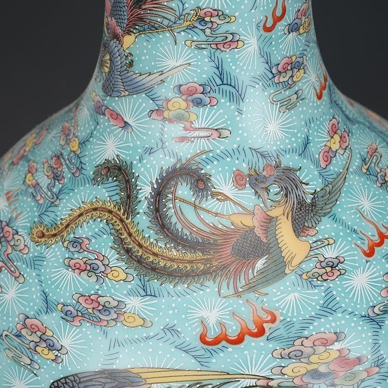 清雍正琺瑯彩鳳紋帯夜光賞瓶 景徳鎮 陶磁器 装飾品 現代工芸品 美術品 置物