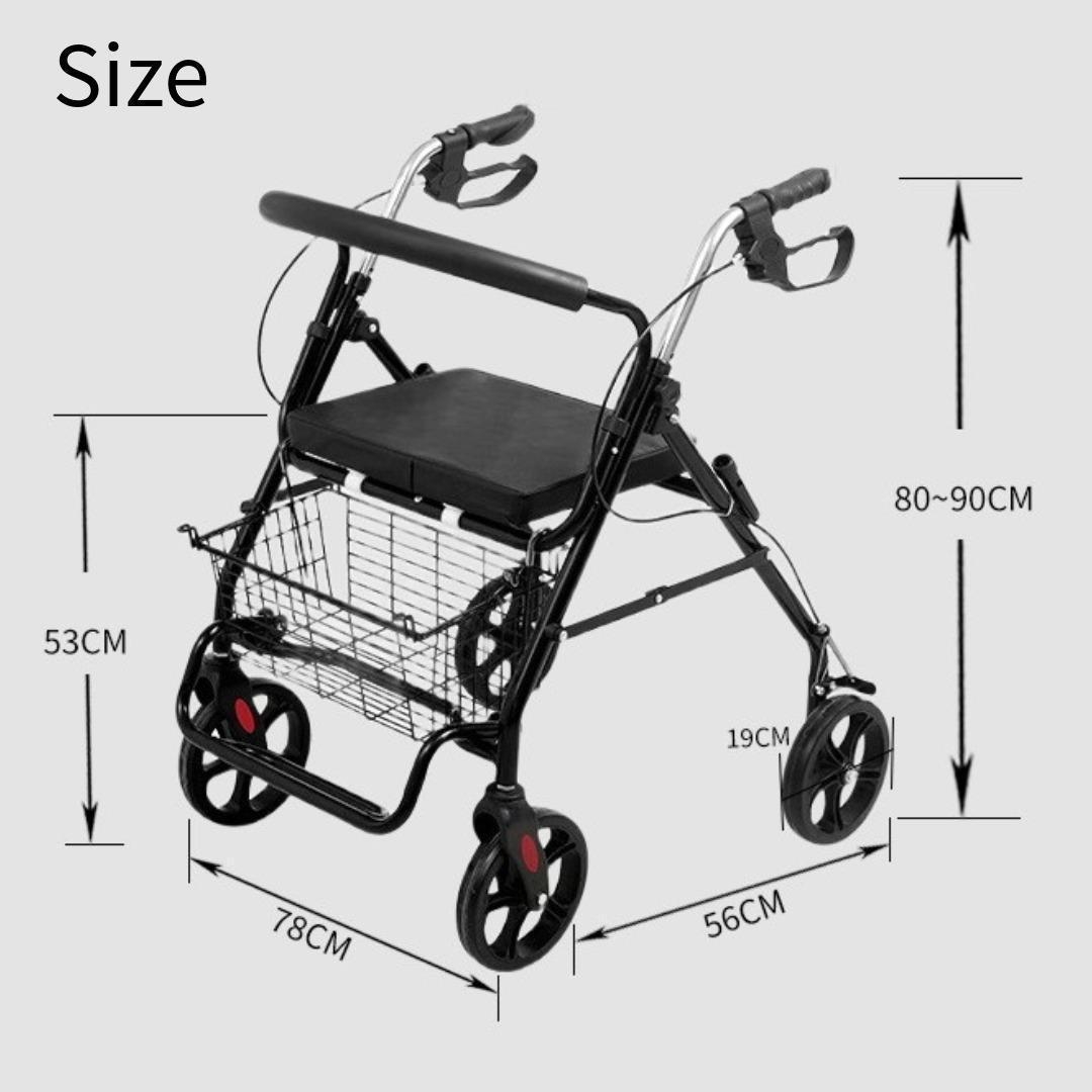 シルバーカー歩行器折りたたみ手押し車介護老人カゴブレーキ付高さ調節軽量ネイビー