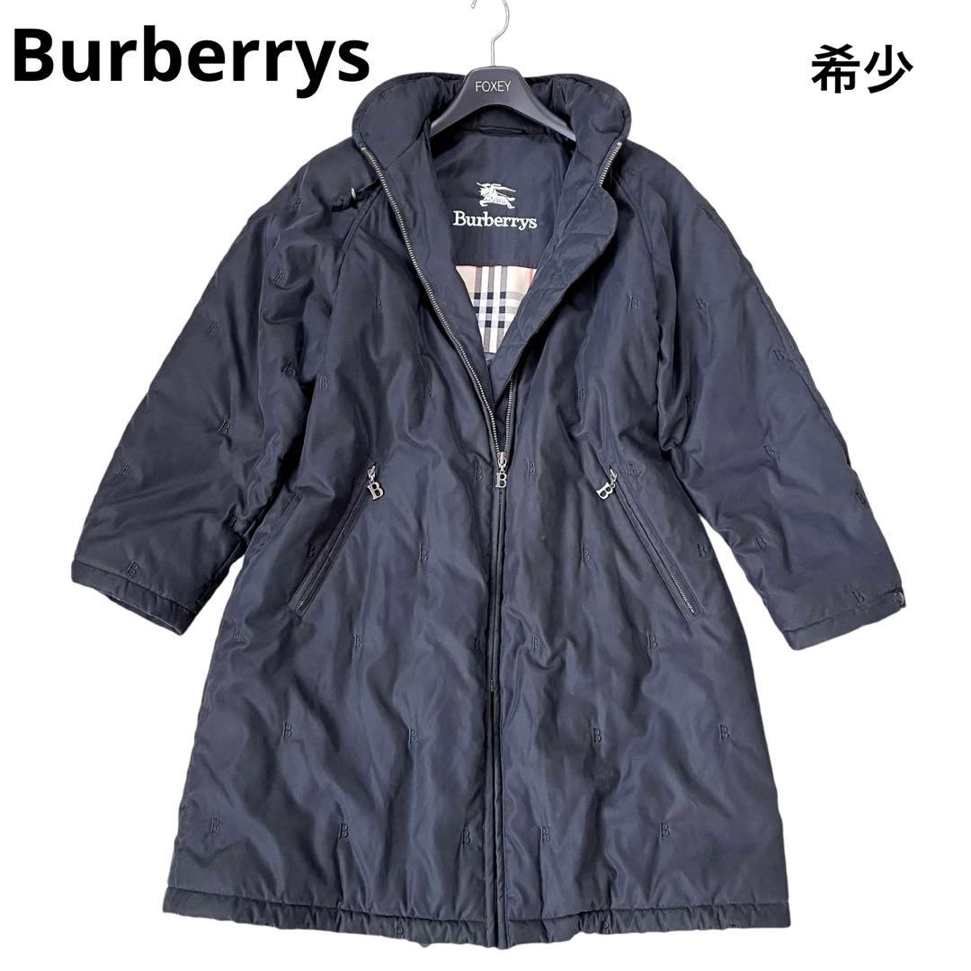 希少✨バーバリー　モッズコート　Bロゴ　B金具　ノバチェック　フード収納可能　黒