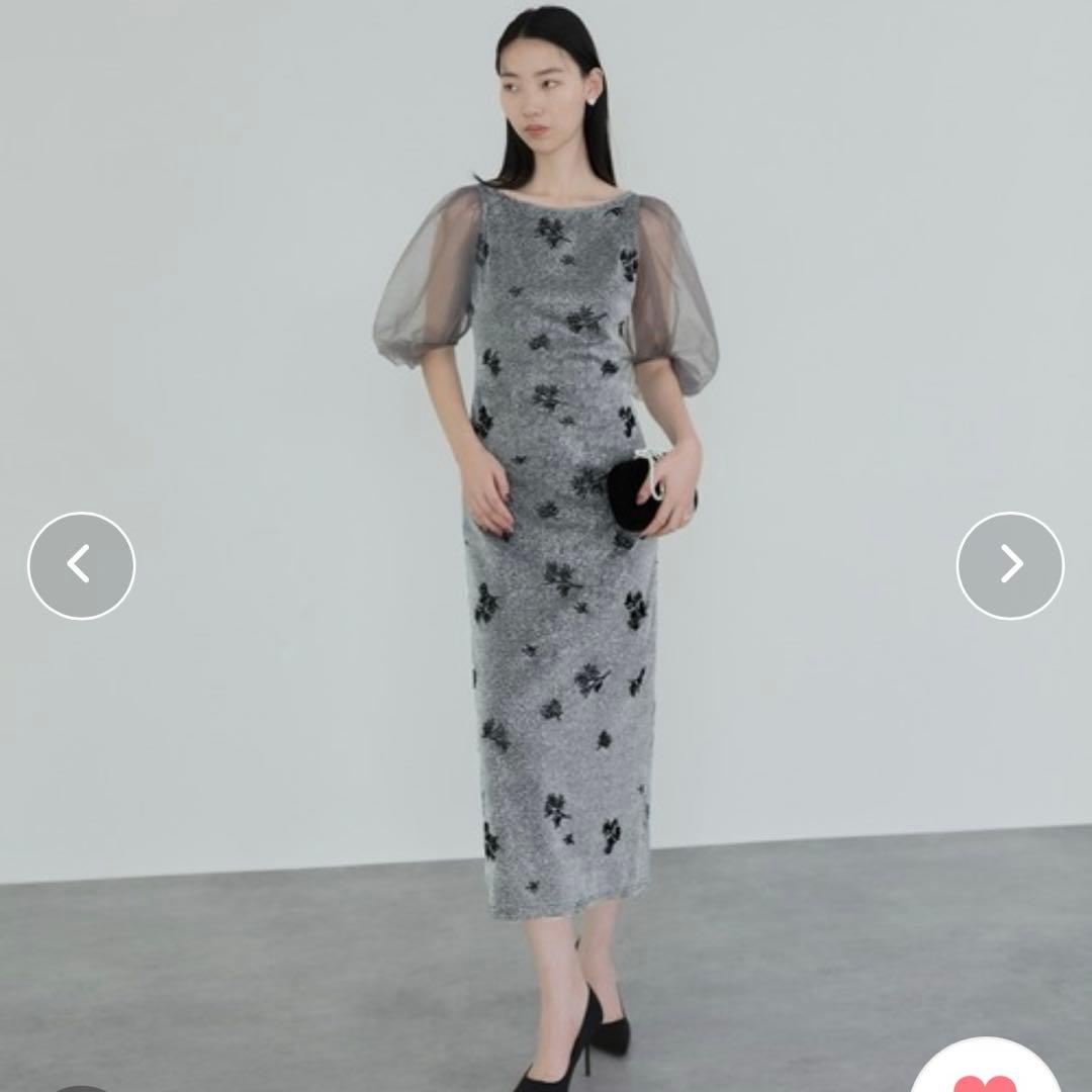 Leja シアーパフスリーブ パーティードレス