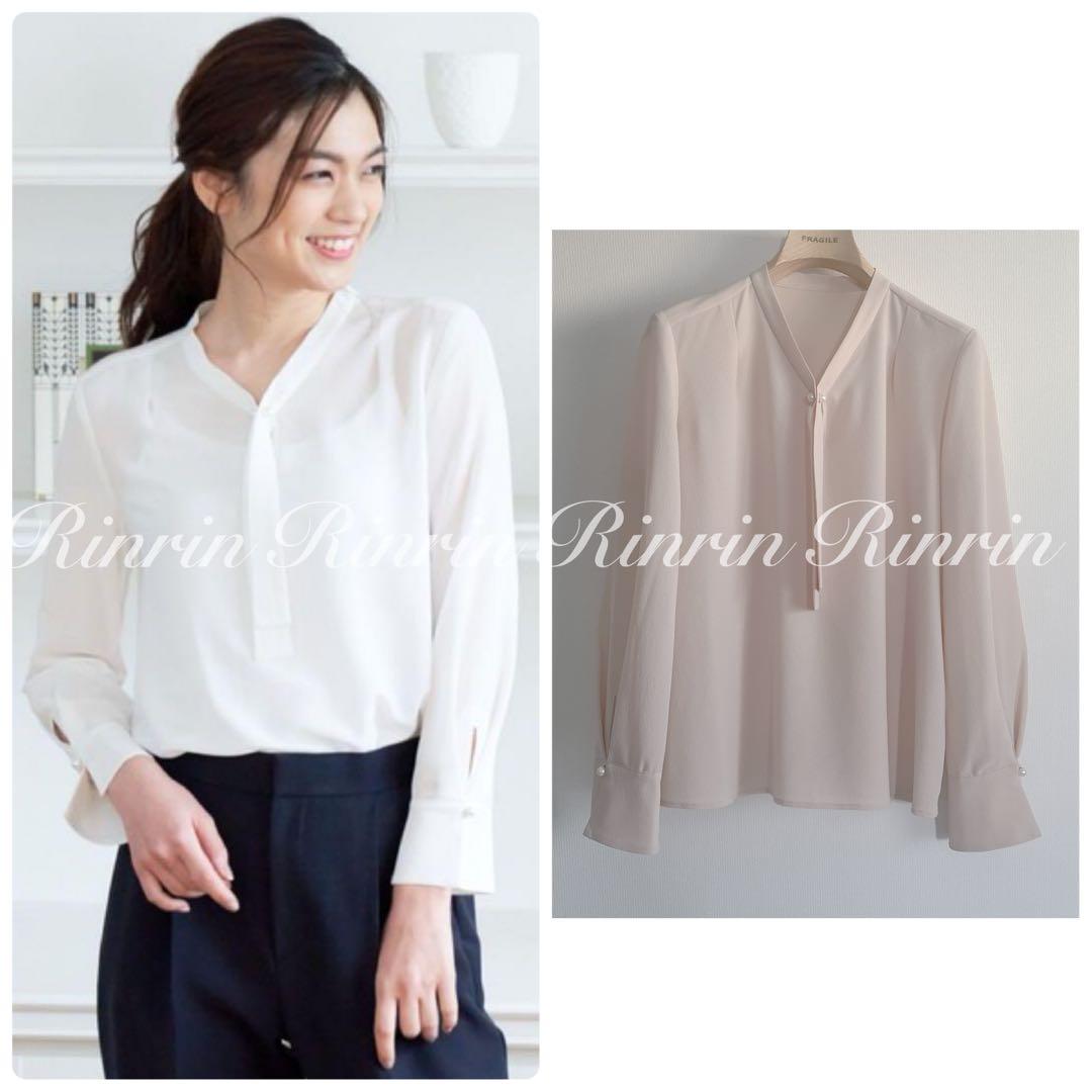 【美品】ANAYI ジョーゼットボウタイブラウス 38