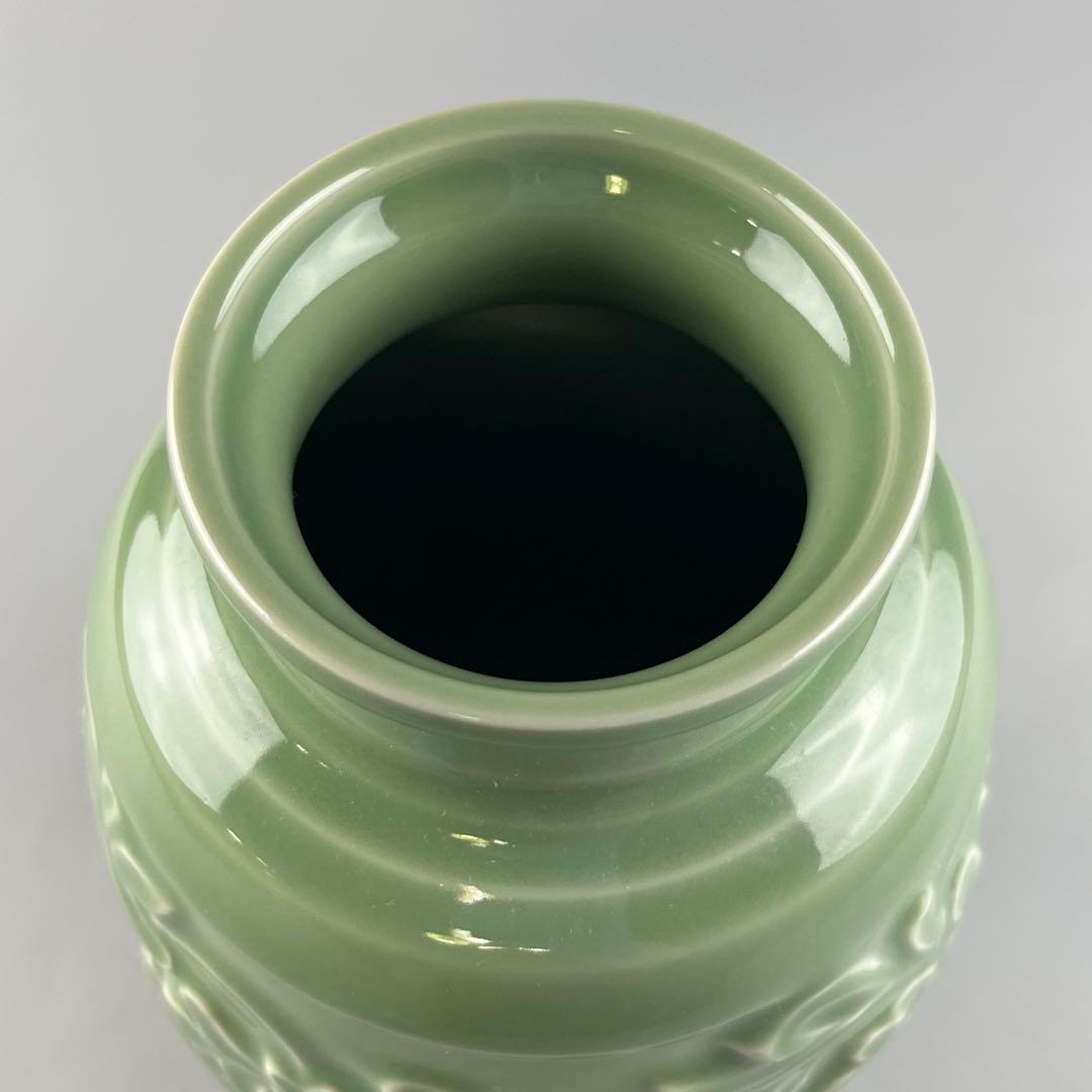 加藤溪山 天龍寺 青瓷 青釉 青磁 陶磁器 古美術 花瓶 壺 共箱