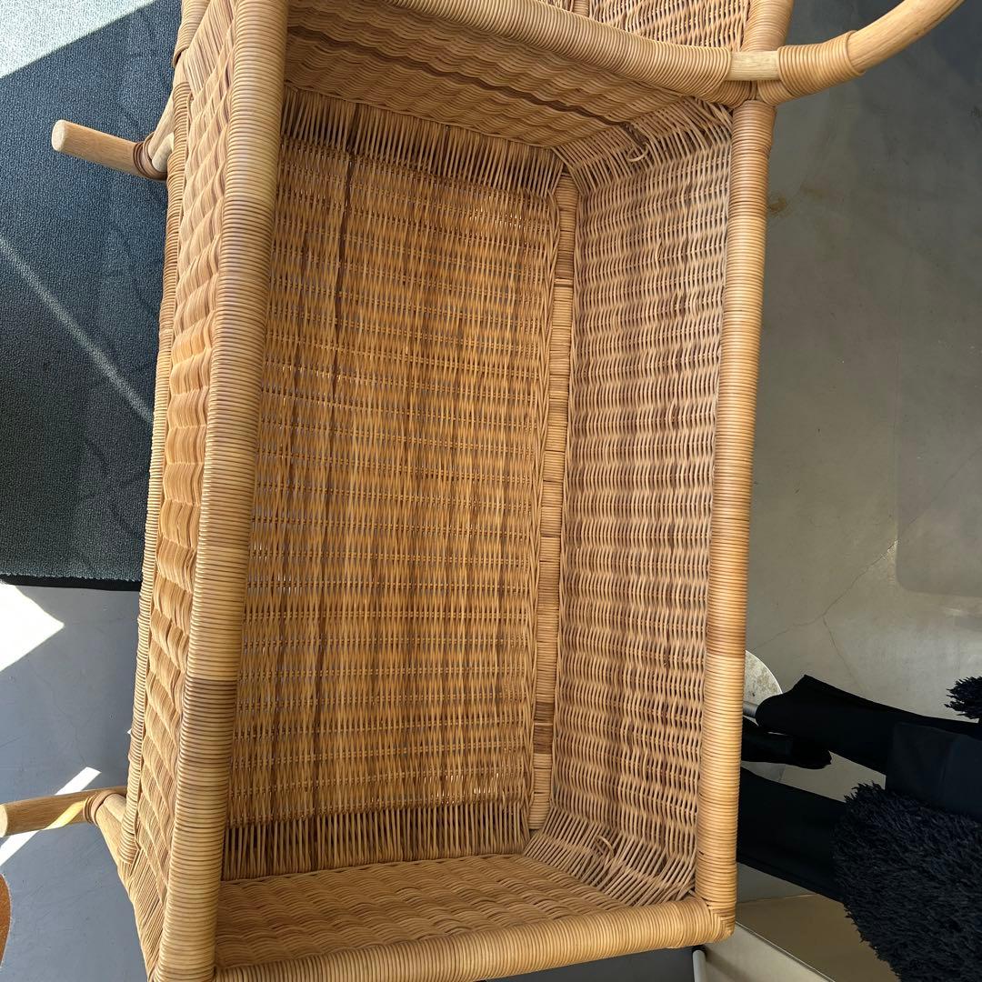 チェア付きベビーベッド　ラタンゆりかご