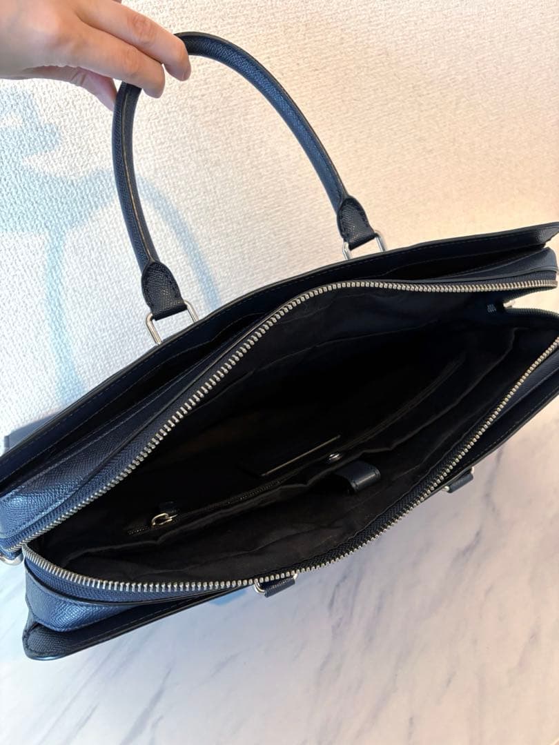 おしゃれ COACH コーチ レザービジネスバッグ ネイビー