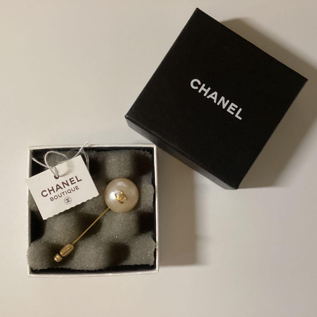 CHANEL ヴィンテージ ピンブローチ フェイクパール ゴールド ココマーク