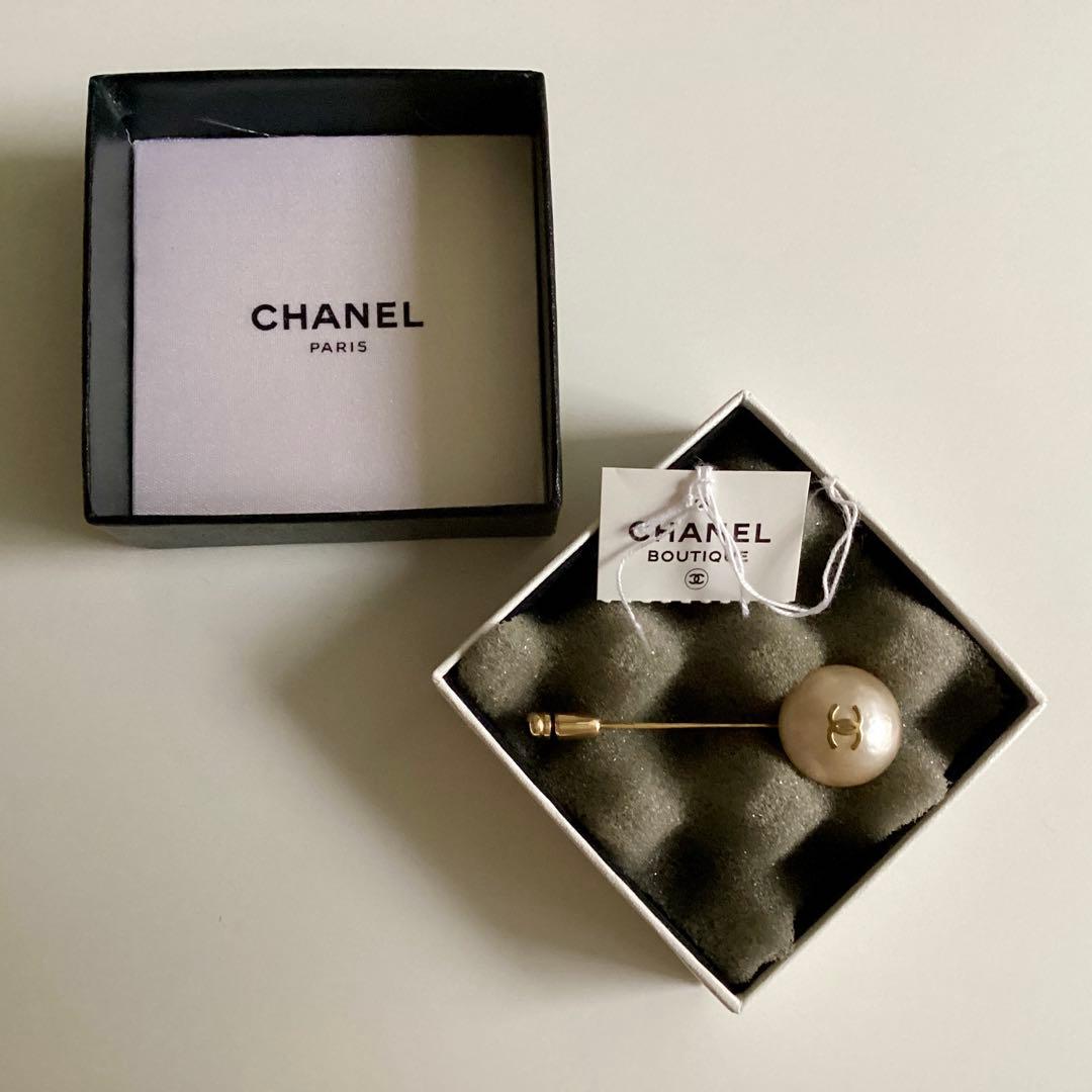 CHANEL ヴィンテージ ピンブローチ フェイクパール ゴールド ココマーク