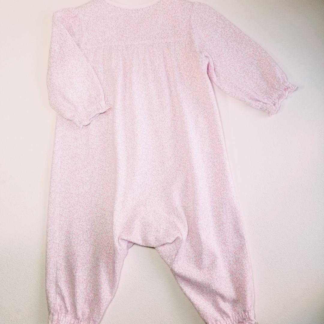 3600 3596【美品】 ファミリア ロンパース 70 長袖 ピンク 花柄