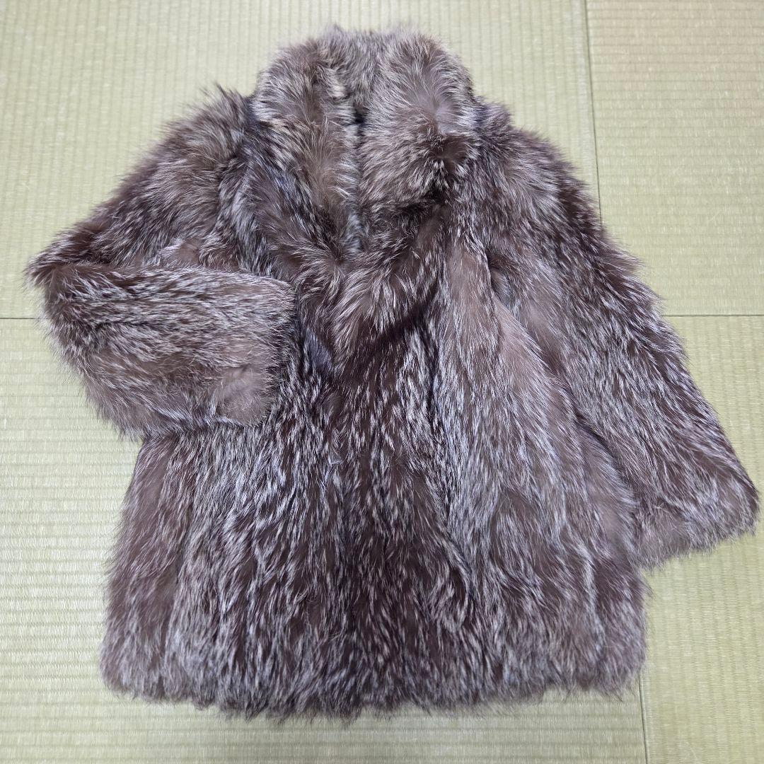 女優襟 シルバーフォクス 11号 肉厚 本物 リアルファーコート