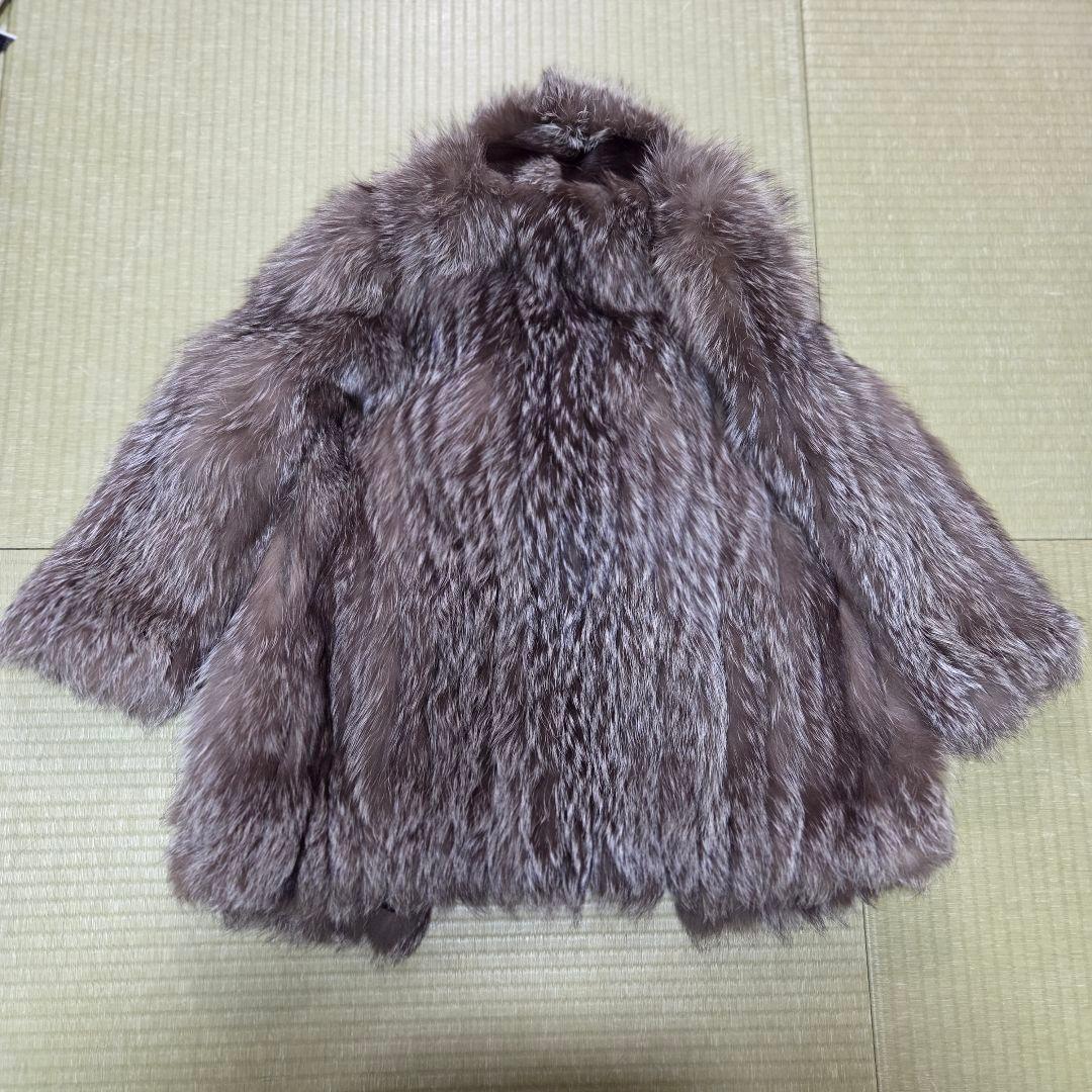 女優襟 シルバーフォクス 11号 肉厚 本物 リアルファーコート