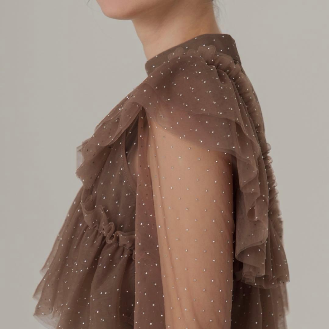 【LEJA】2wayドットストーンギャザーチュールAラインドレス 2点セット