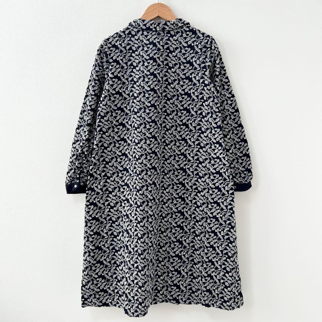 美品✨サリースコット　総刺繍ワンピース　ネイビー　コーデュロイ　9AR