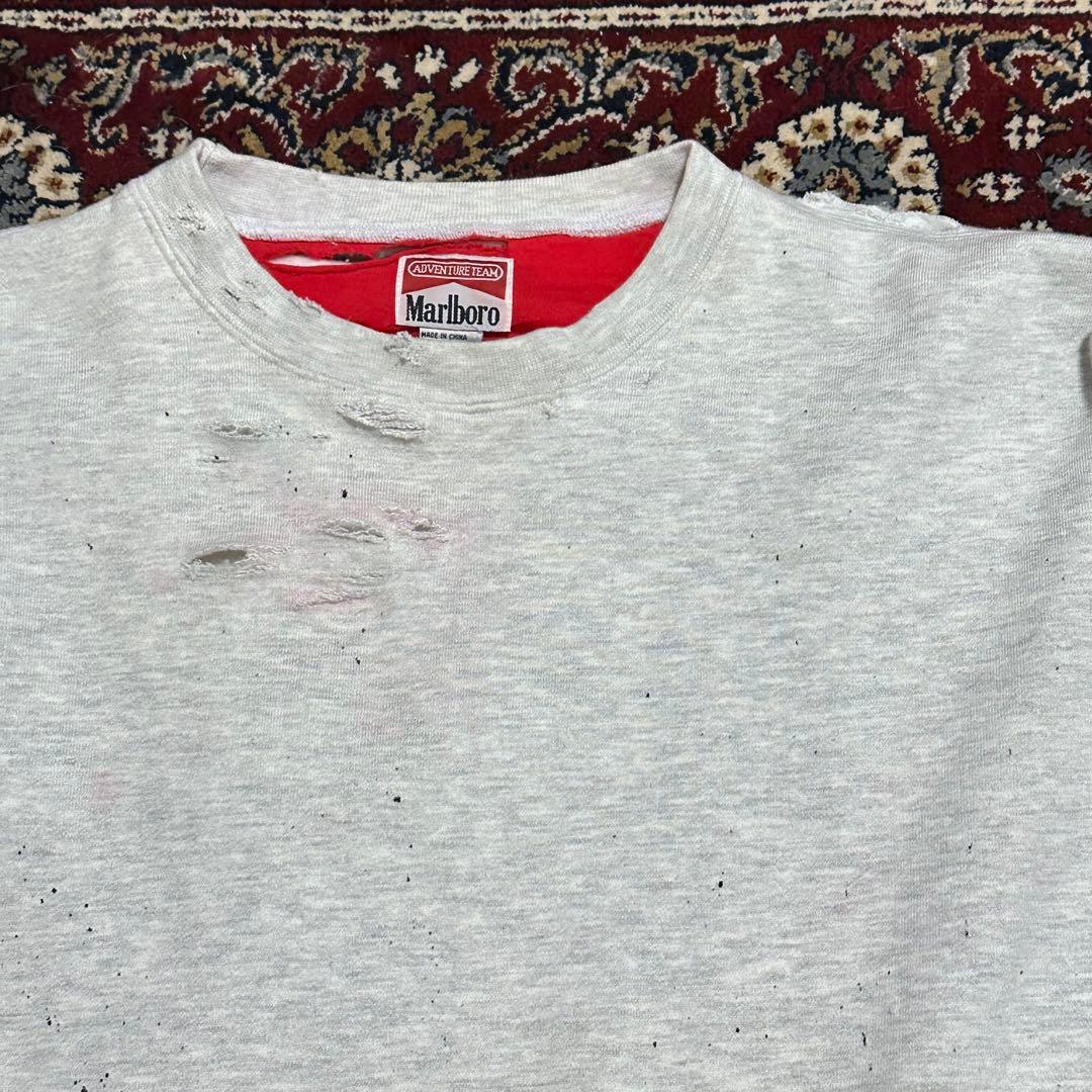 90s Marlboro Lizard ボロ ダメージスウェット L マルボロ