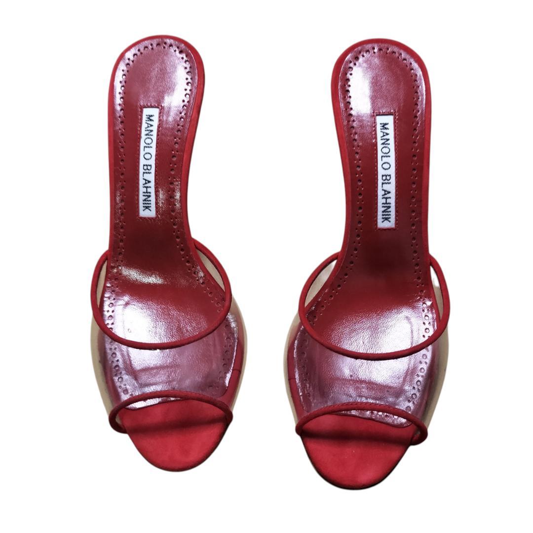 【美品・箱付き】マノロブラニク サンダル ミュール レッド 赤 22.5cm相当