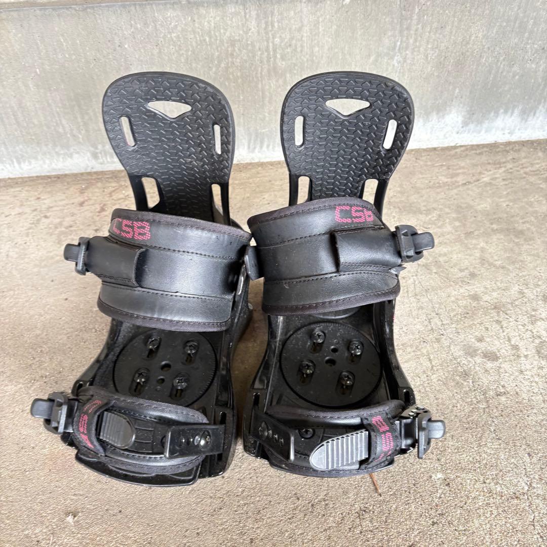 CSB スノーボード ビンディング サイズM ブラック×ピンク ディスク付 中古
