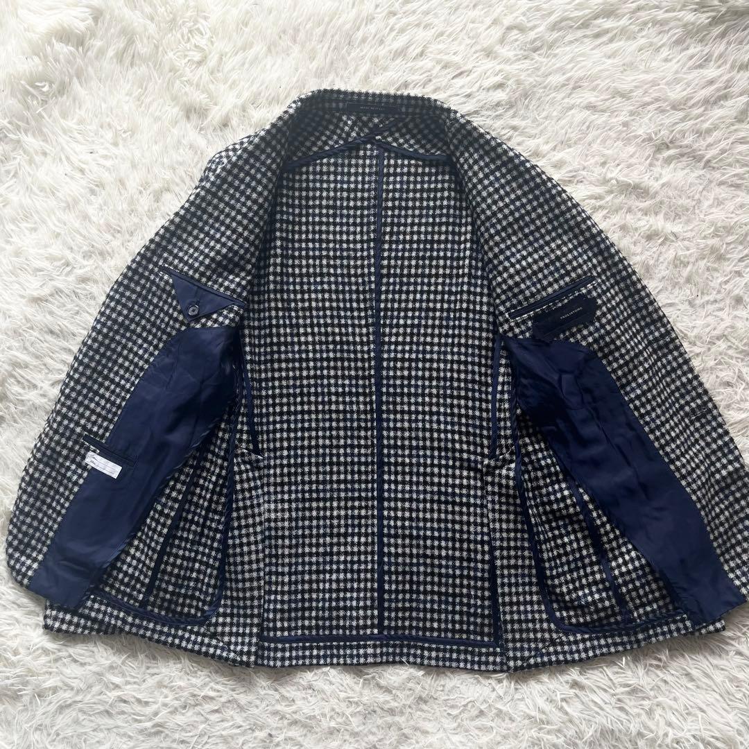 <美品>TAGLIATORE 新ロゴ チェック ツイード ジャケット サイズ48