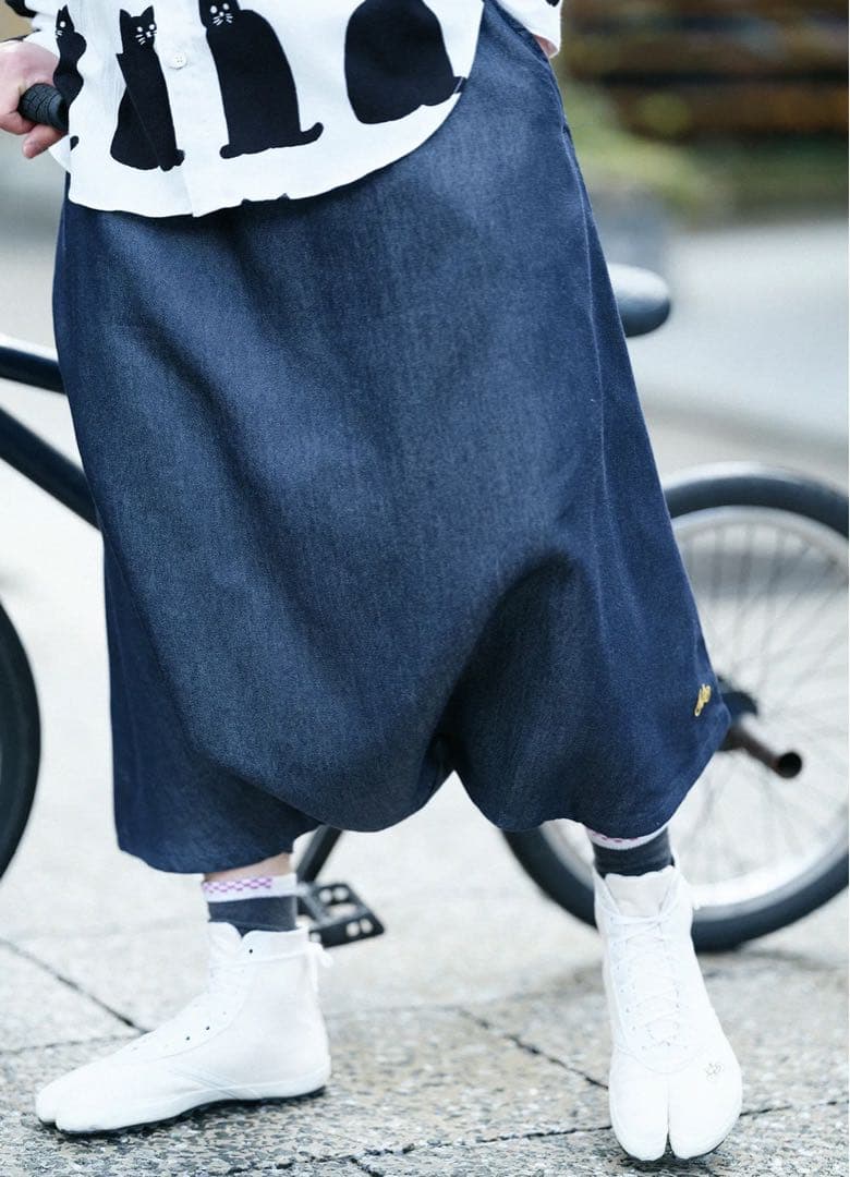 ★タグ付き★ SOU・SOU サルエルパンツ　甘薄織　デニム 大文字山　L