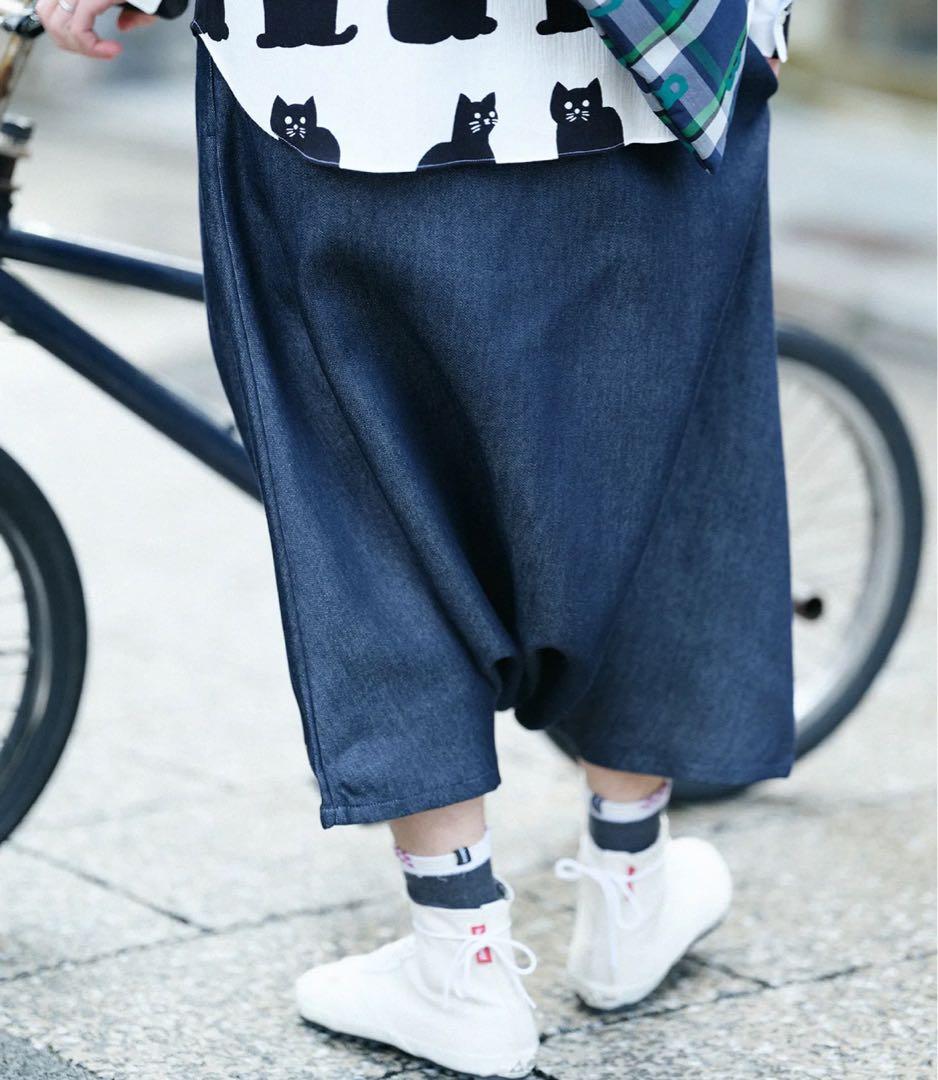 ★タグ付き★ SOU・SOU サルエルパンツ　甘薄織　デニム 大文字山　L