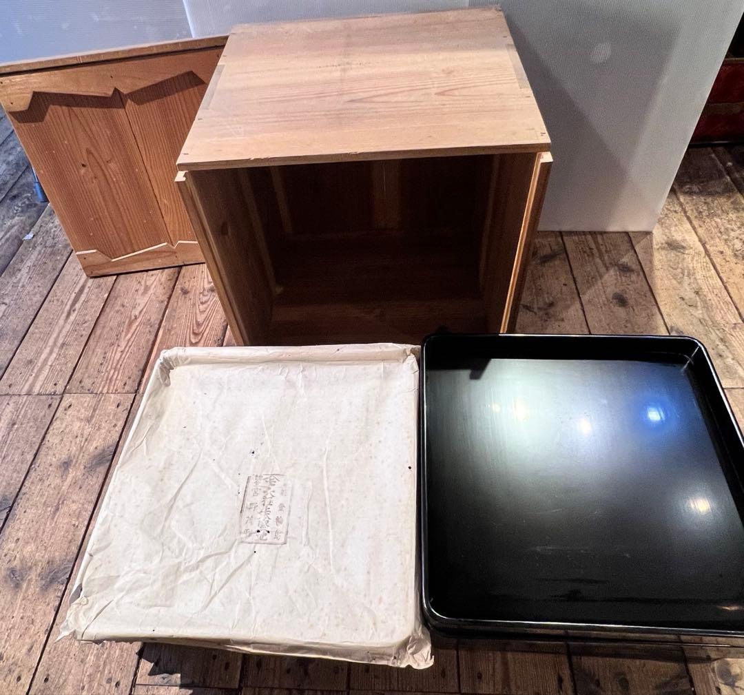 ② 輪島塗　御膳　11膳　黒漆縁金脚付膳　明治　漆器　能登　会席膳　お盆