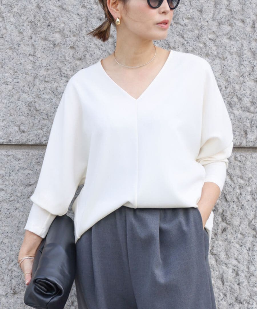 25SS ドゥーズィエムクラス　トリアセジョーゼット Vネック プルオーバー