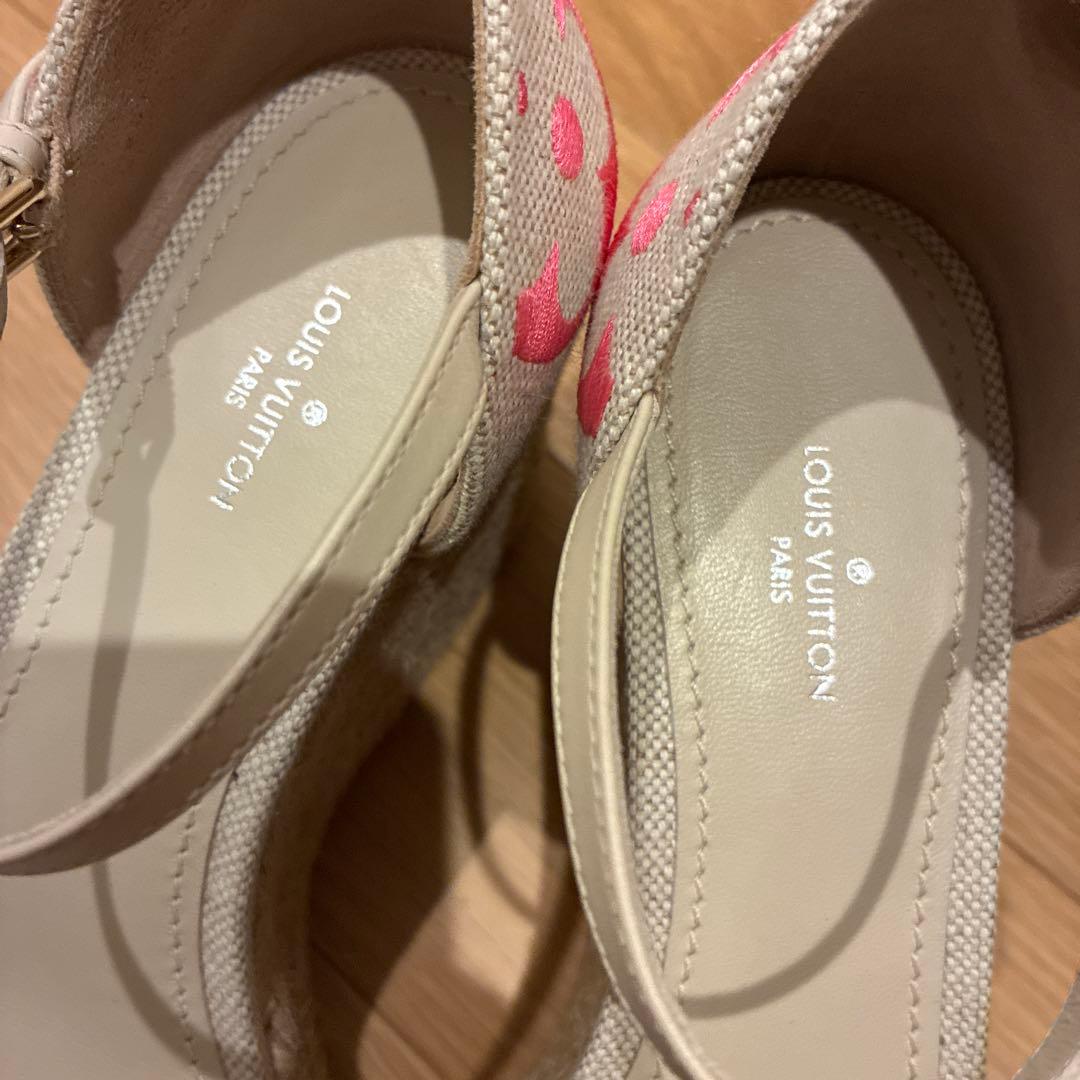 Louis Vuitton ウェッジソールサンダル ベージュ・ピンク