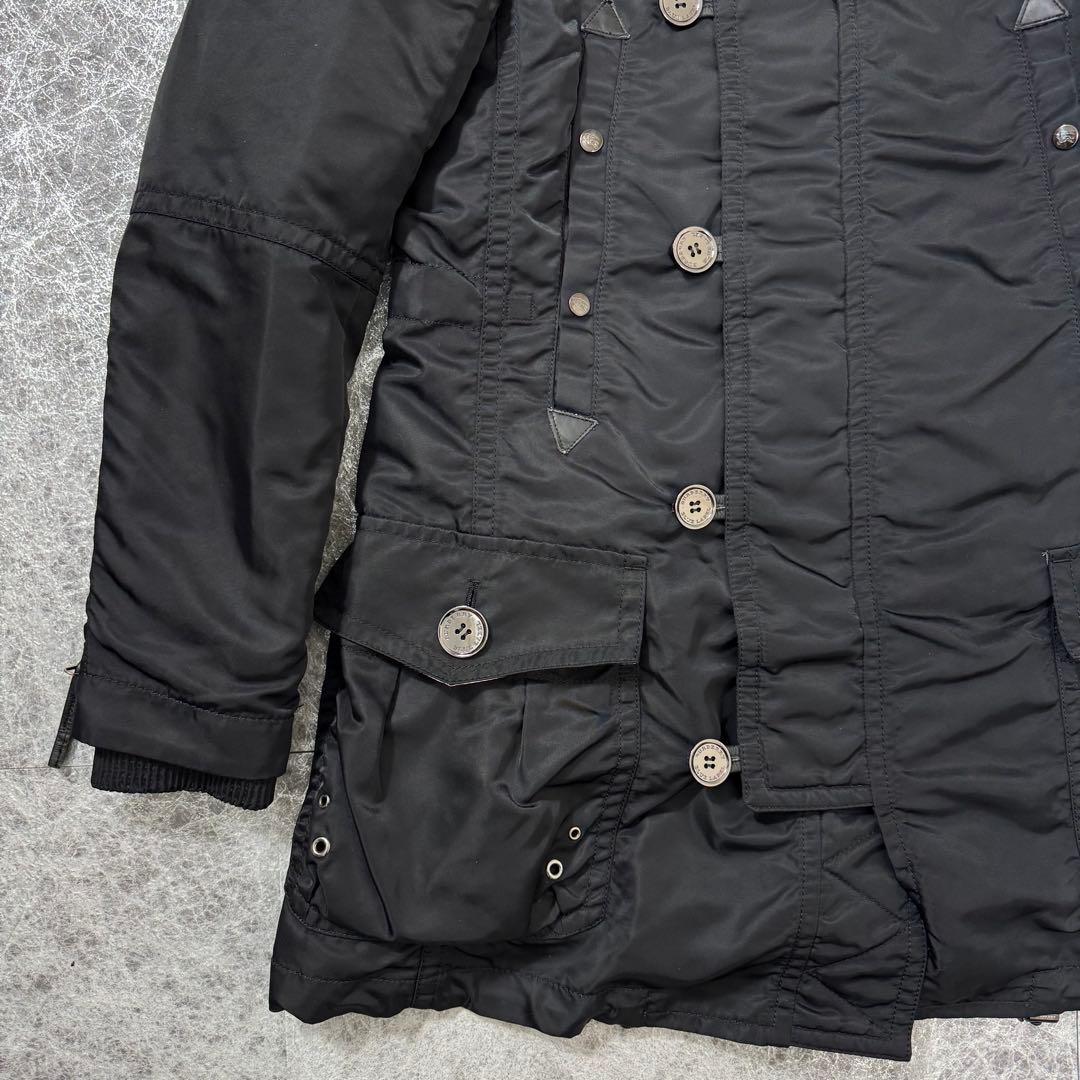 バーバリーブルーレーベル ノバチェックライナー付 ファーモッズコート 40 黒