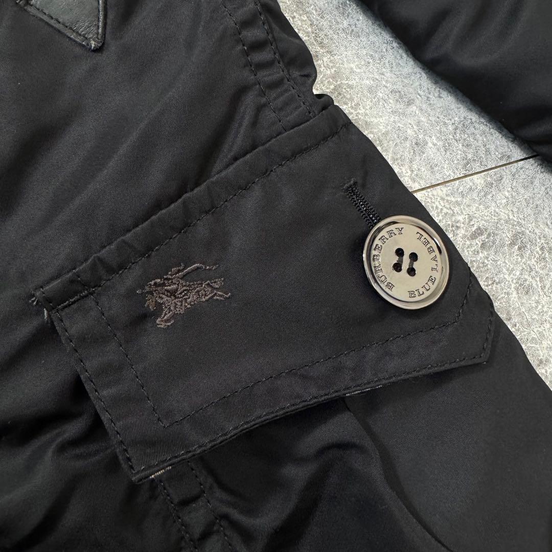 バーバリーブルーレーベル ノバチェックライナー付 ファーモッズコート 40 黒