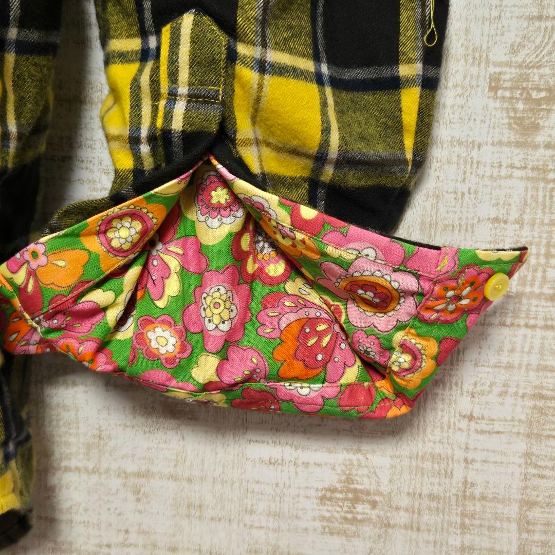 yu13 仲里依紗Eリバーシブル 長袖シャツ イエロー ブラック チェック