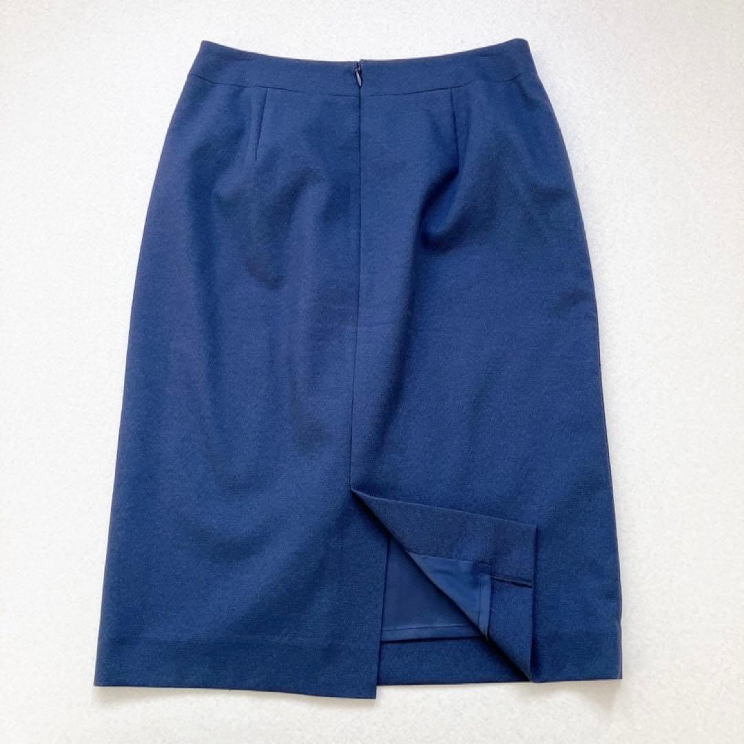 クードシャンス　スカートスーツ　ノーカラー　オフィス　ビジネス　セレモニー　紺