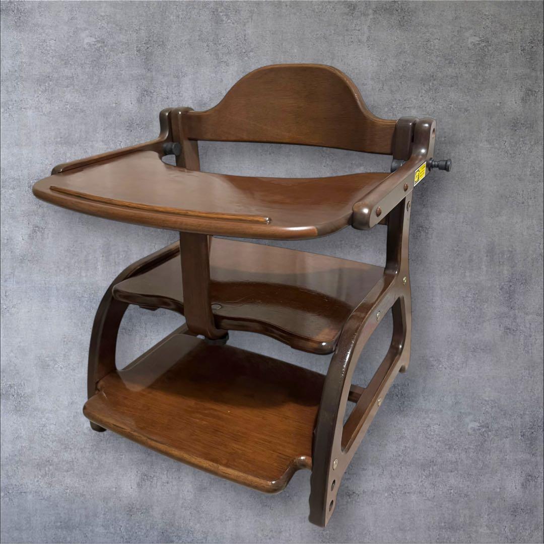 美品✨すくすくローチェアⅡ ダークブラウン ベビー用ローチェア 木製