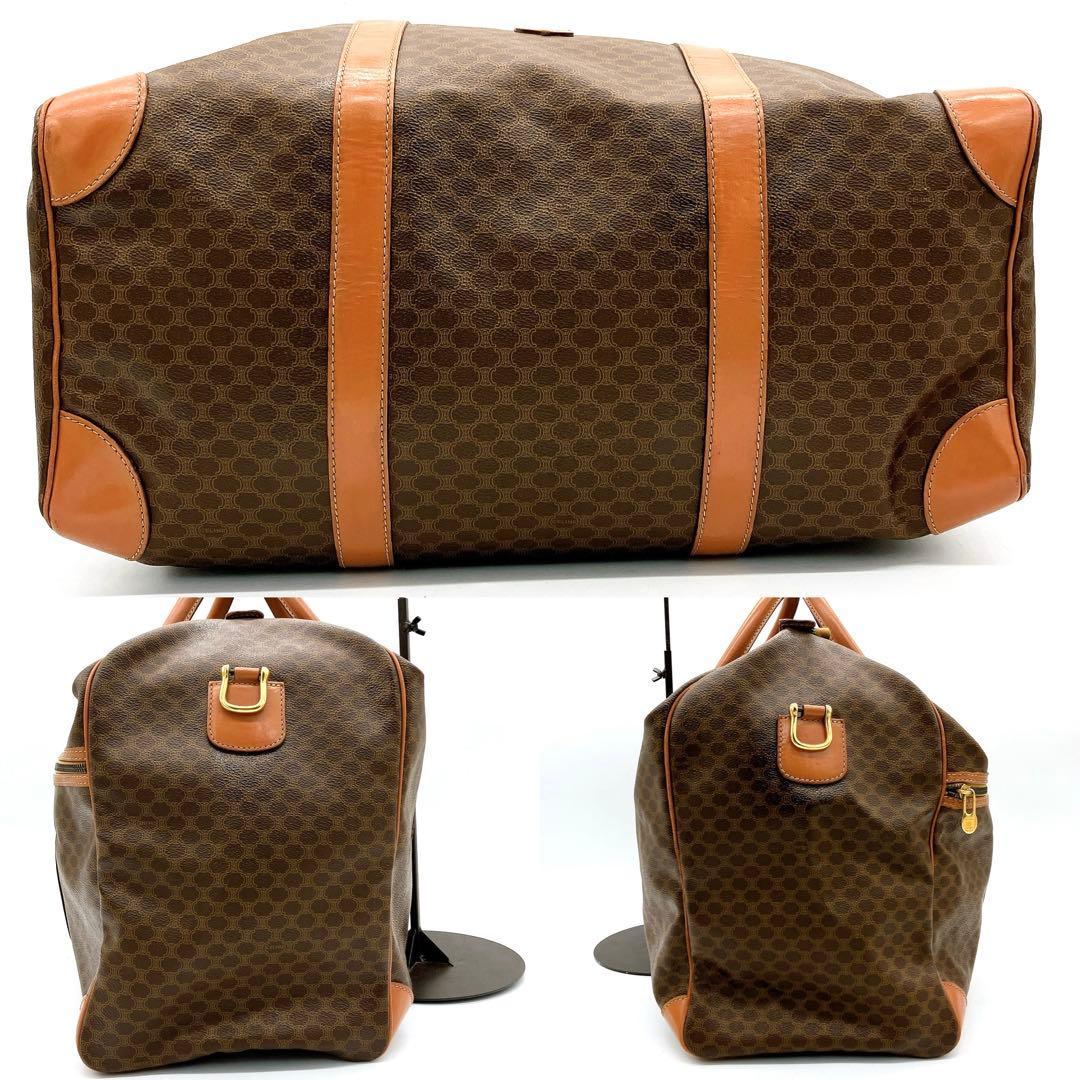 【CELINE】ボストンバッグ　ゴールド金具　マカダム柄　PVC ブラウン