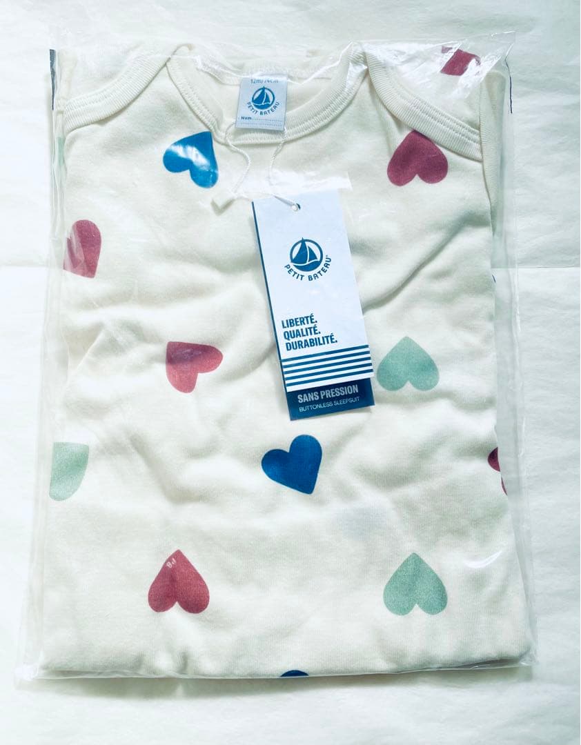 新品 未使用 プチバトー スナップレス ロンパース 長袖 12m 12m 2点