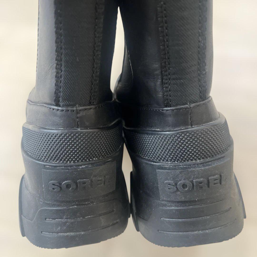 ぺ*こ様 【美品】SOREL ソレル　ブラックレザーサイドゴアブーツ 24cm