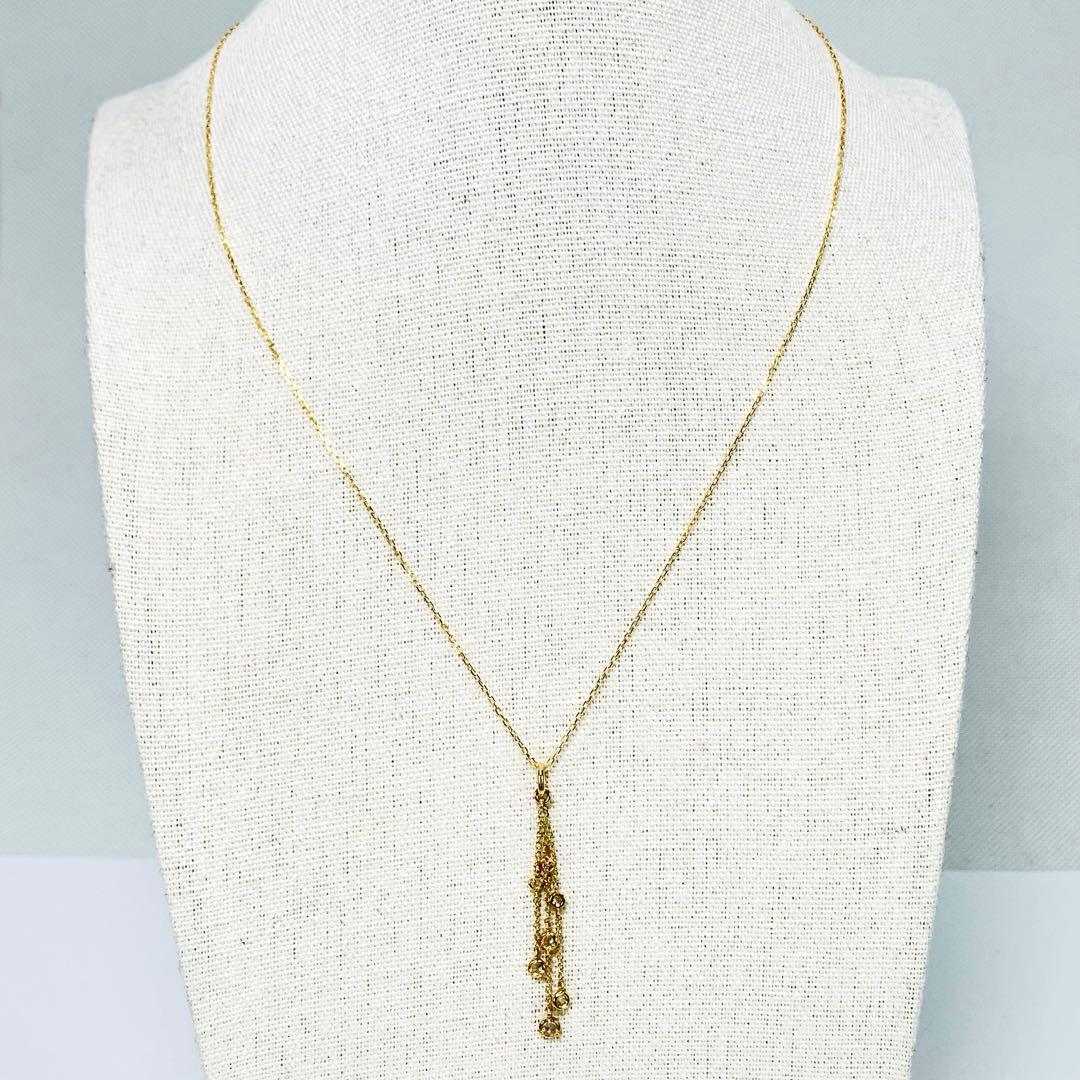 K14YG ダイヤモンド付 フリンジ ペンダントトップD:0.26ct