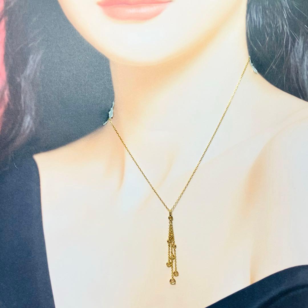 K14YG ダイヤモンド付 フリンジ ペンダントトップD:0.26ct