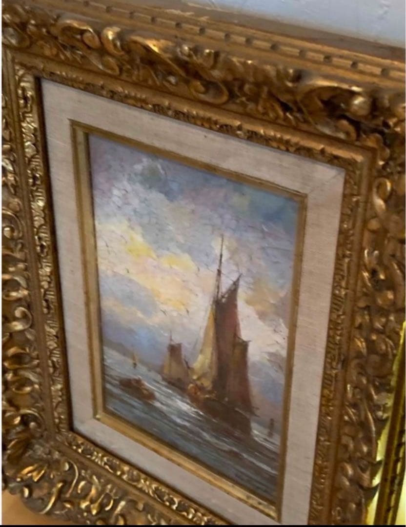 《アンティーク！！一点もの！！》《送料無 料》⭐︎絵画 鈴木政輝作　出船⭐︎