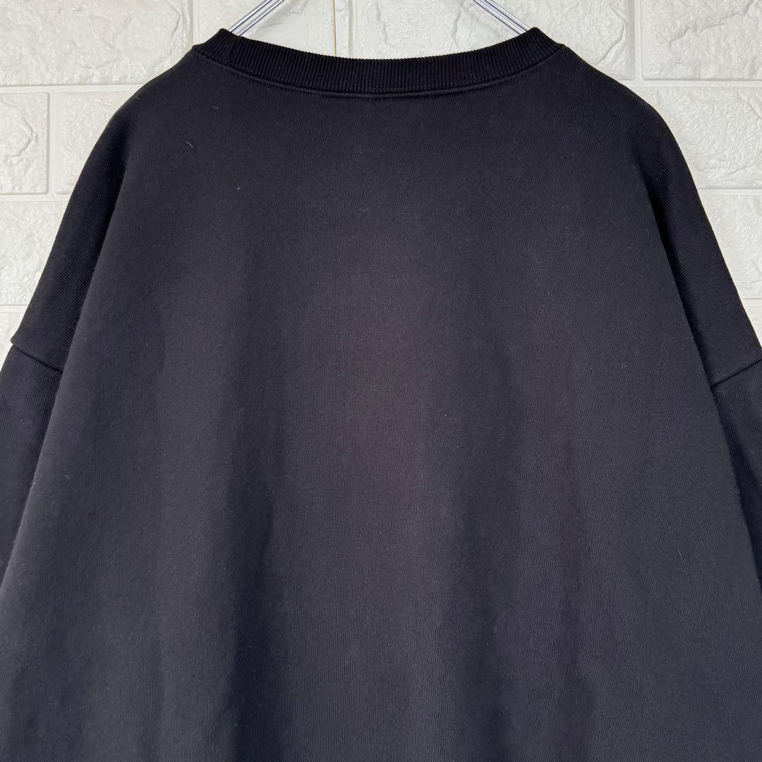 フィールズ【L】黒 長袖スウェット 上杉柊平 ロゴ刺繍 厚手 微ストレッチ 秋冬