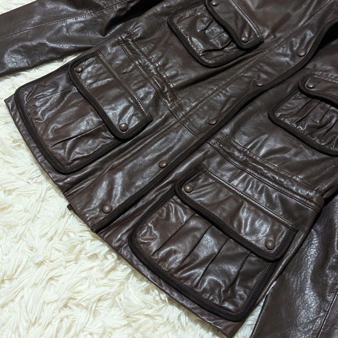 美品✨バリー　ラムレザー　ジャケット　ライダース　ブラウン　40サイズ