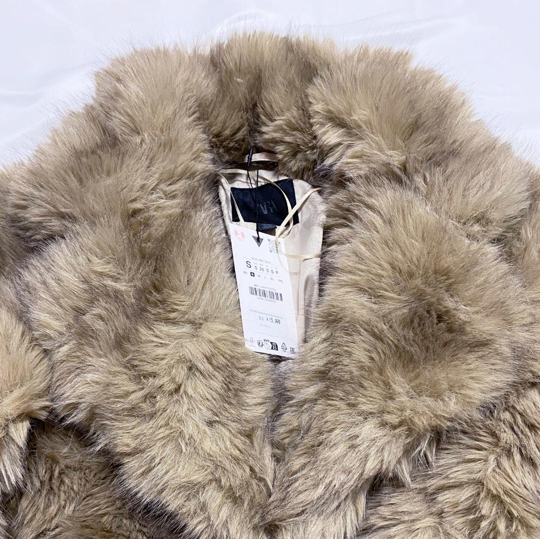 新品‼ ZARA ショートフェイクファーコート ライトベージュ S