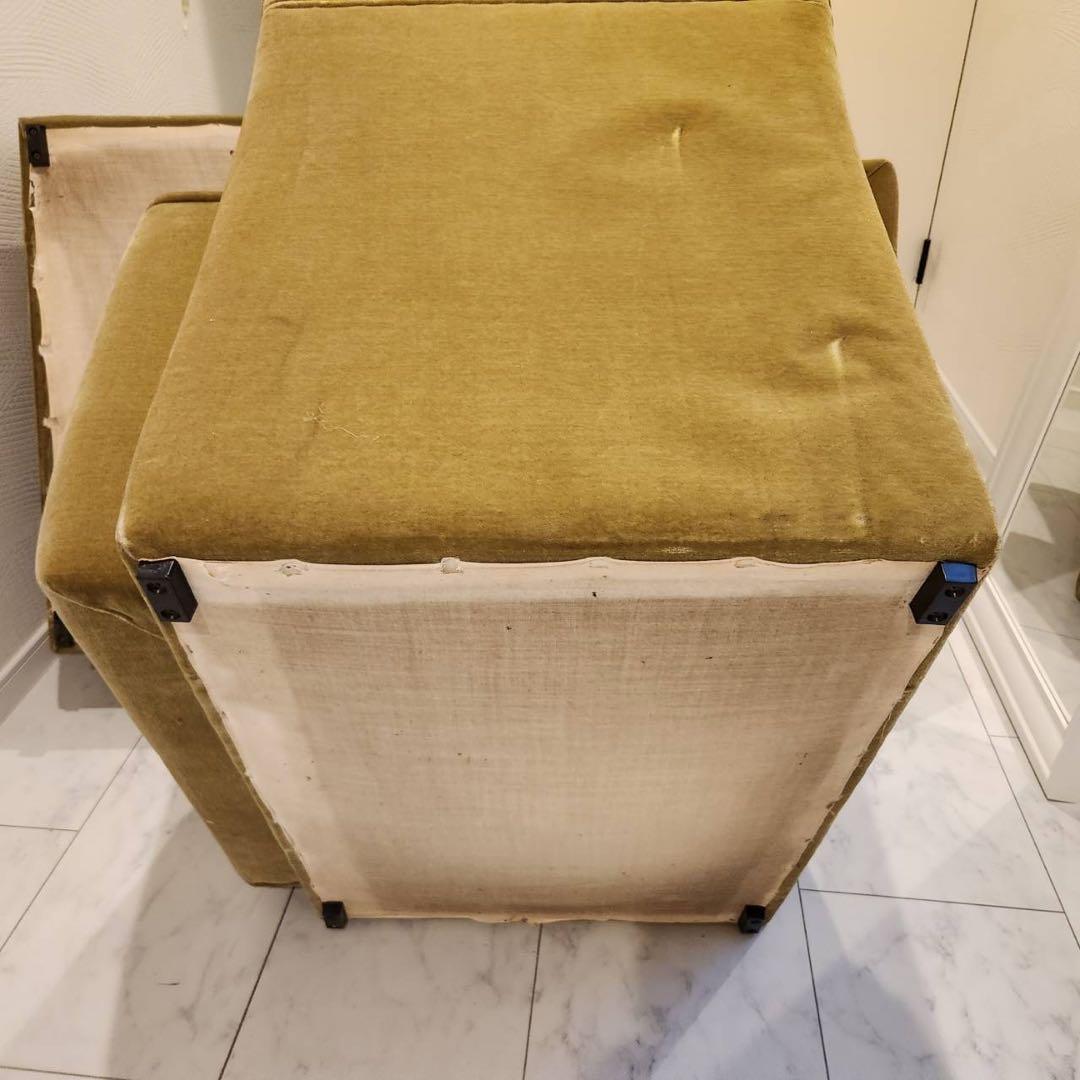 オールドカリモクkarimoku 1人掛けアームソファ1脚 ストライプ　モケット