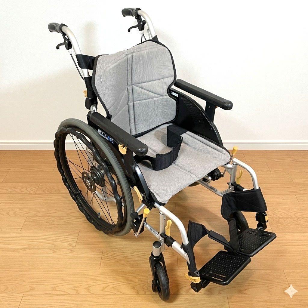 ♿とても便利な多機能 軽量コンパクト 安心ベルト付 自走式 車椅子