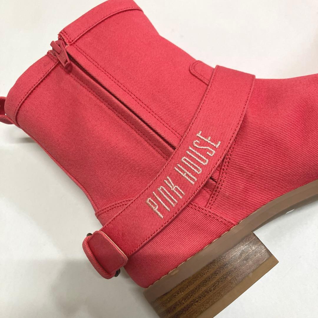 【新品未使用】ピンクハウス パッションピンク フリルロゴ刺繍 ブーツ/2021年