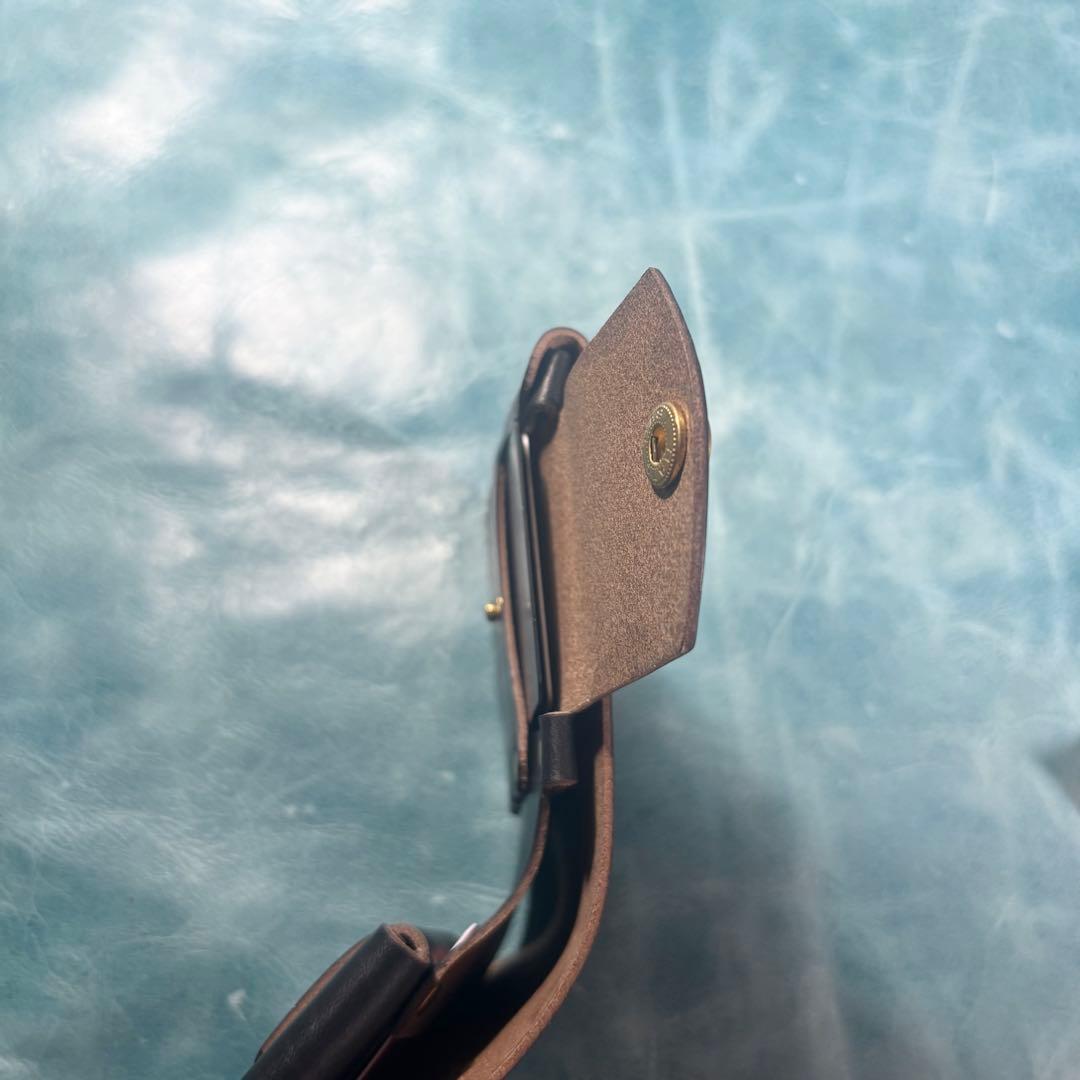 ハンドメイド　二つ折り　革財布　クロムエクセル　黒色　真鍮　cx-hw-000