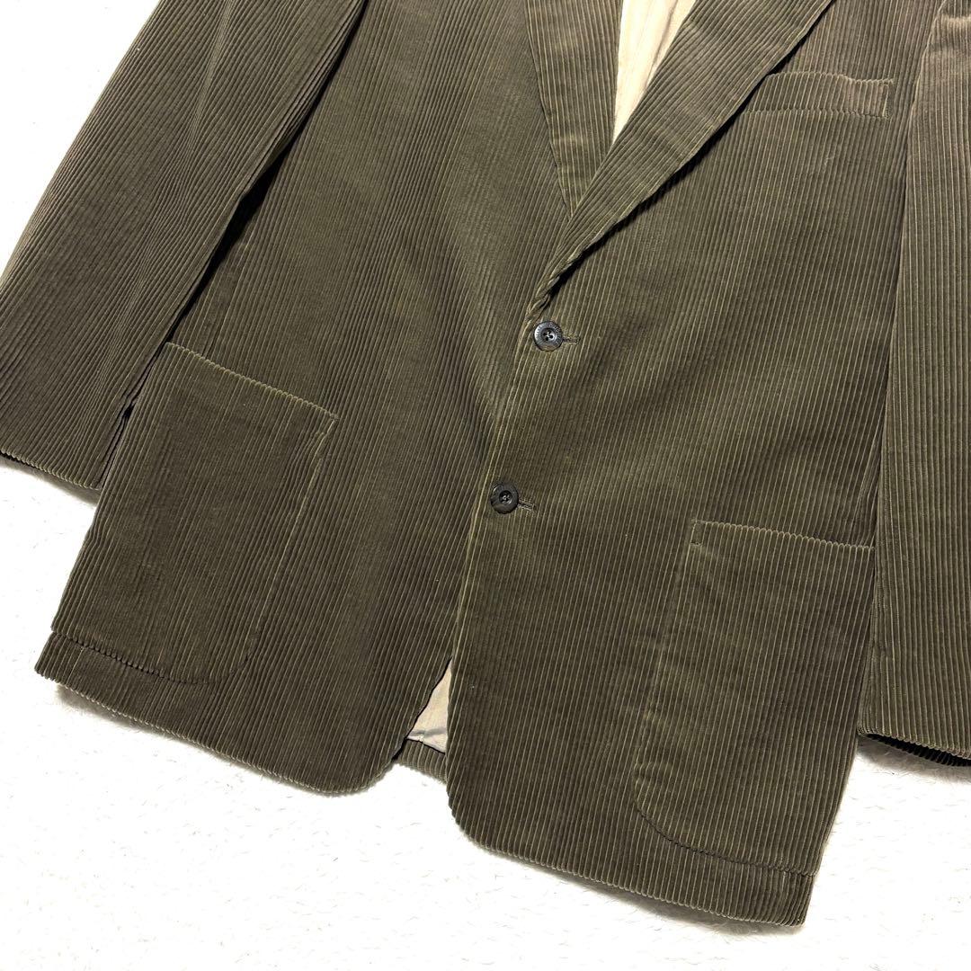 バーバリー 太畝コーデュロイ テーラードジャケット 2B カーキ L